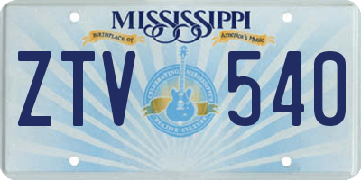 MS license plate ZTV540