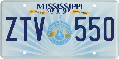 MS license plate ZTV550