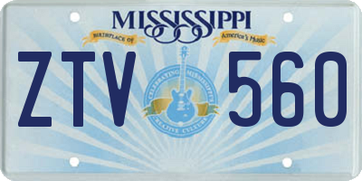 MS license plate ZTV560