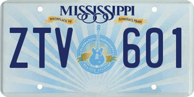 MS license plate ZTV601
