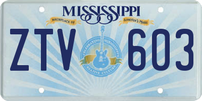 MS license plate ZTV603