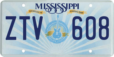MS license plate ZTV608