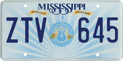 MS license plate ZTV645