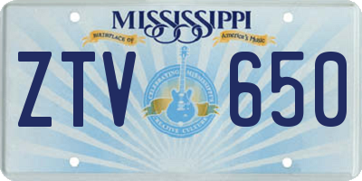 MS license plate ZTV650