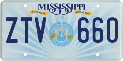 MS license plate ZTV660