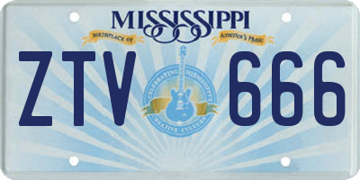 MS license plate ZTV666