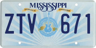 MS license plate ZTV671