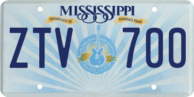 MS license plate ZTV700