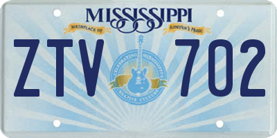 MS license plate ZTV702