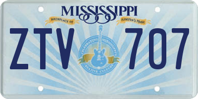 MS license plate ZTV707