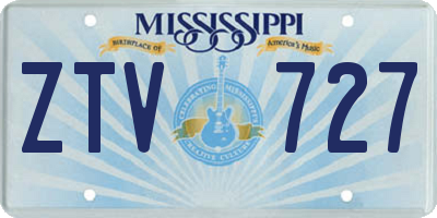 MS license plate ZTV727