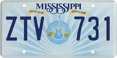 MS license plate ZTV731