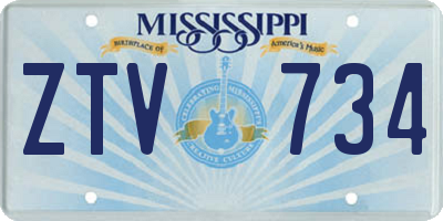 MS license plate ZTV734