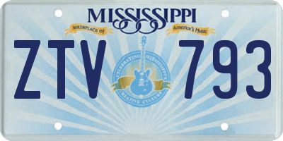 MS license plate ZTV793