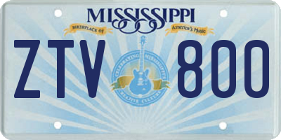 MS license plate ZTV800