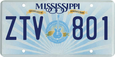 MS license plate ZTV801