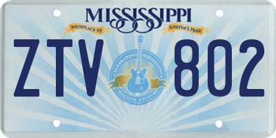 MS license plate ZTV802