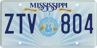 MS license plate ZTV804