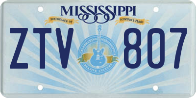 MS license plate ZTV807