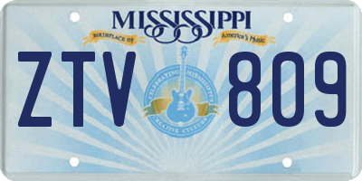 MS license plate ZTV809