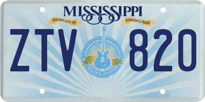 MS license plate ZTV820