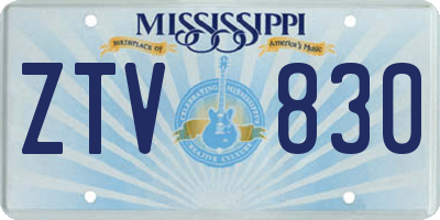 MS license plate ZTV830