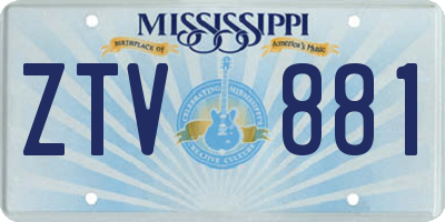 MS license plate ZTV881