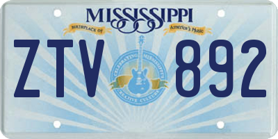MS license plate ZTV892