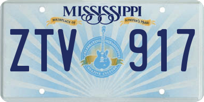 MS license plate ZTV917