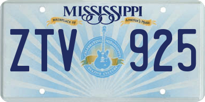 MS license plate ZTV925