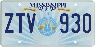 MS license plate ZTV930