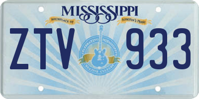 MS license plate ZTV933