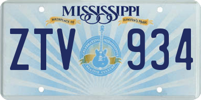 MS license plate ZTV934