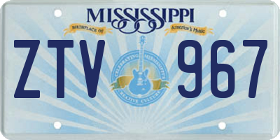 MS license plate ZTV967