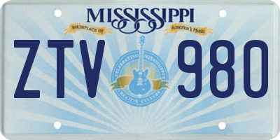 MS license plate ZTV980