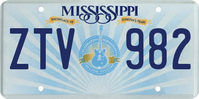 MS license plate ZTV982