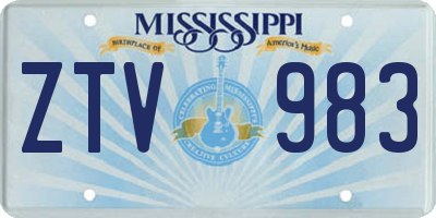 MS license plate ZTV983
