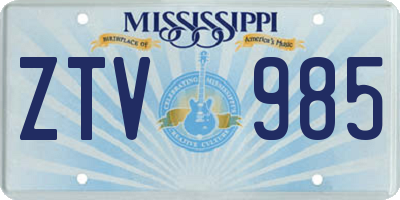MS license plate ZTV985