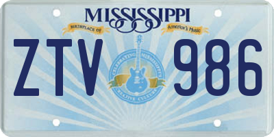 MS license plate ZTV986