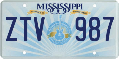 MS license plate ZTV987