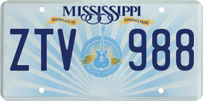 MS license plate ZTV988