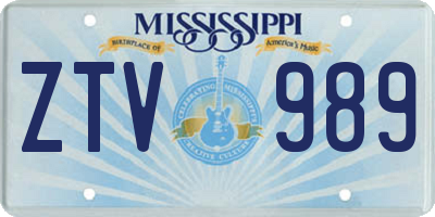MS license plate ZTV989
