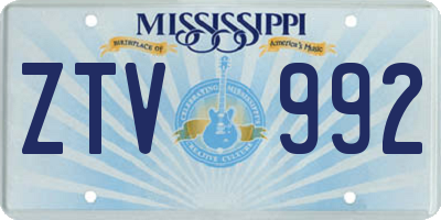 MS license plate ZTV992