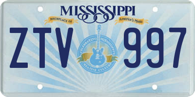 MS license plate ZTV997
