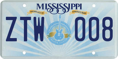 MS license plate ZTW008