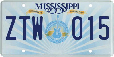 MS license plate ZTW015