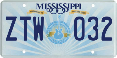 MS license plate ZTW032