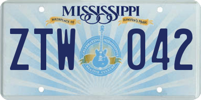MS license plate ZTW042