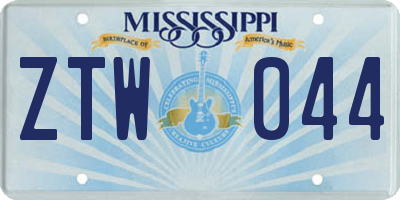 MS license plate ZTW044