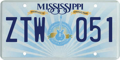 MS license plate ZTW051